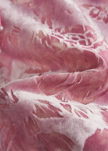 Camisas de terciopelo de seda jacquard con borlas de rosas DIY para primavera