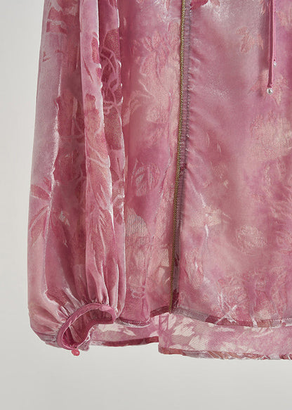 Camisas de terciopelo de seda jacquard con borlas de rosas DIY para primavera