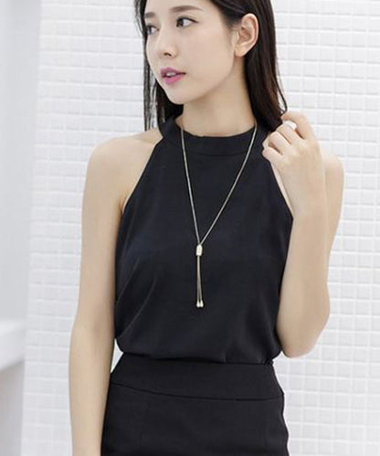 Collar con borlas de faro dorado de seda DIY