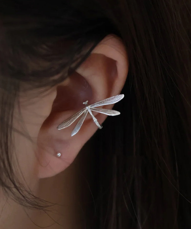 DIY Silk Sterling Silver Dragonfly Stud Earrings