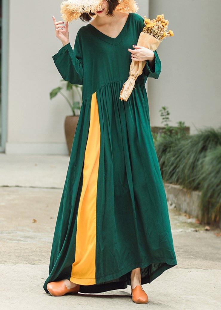 Luxy Green Loose Maxi Dress Caftans - SooLinen