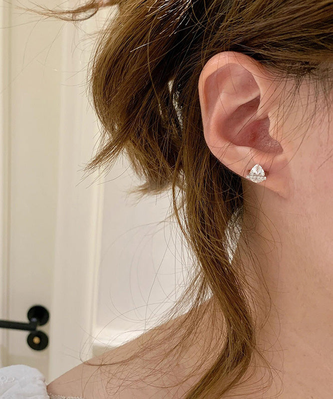 Pendientes de gota de agua de cristal de circonita de aleación blanca hechos a mano