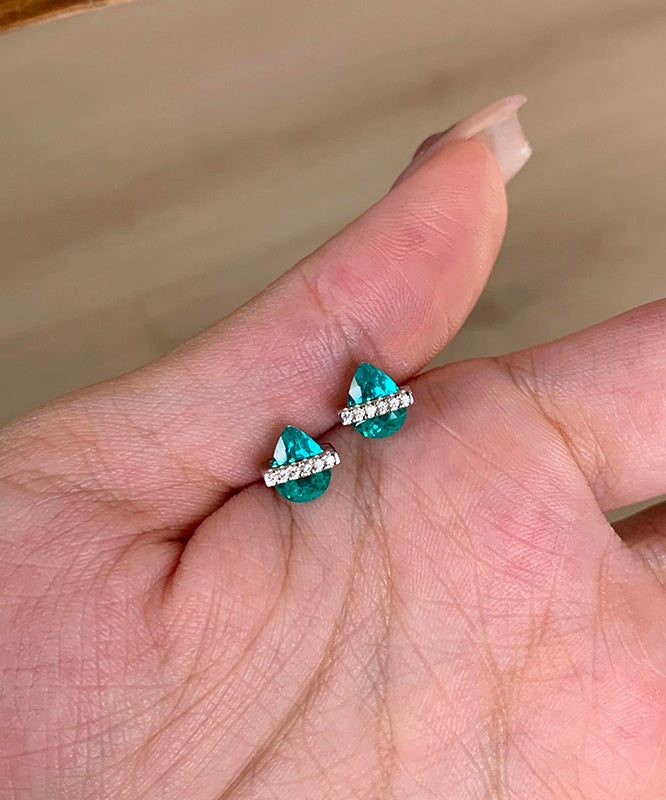 Pendientes de gota de agua de cristal de circonita de aleación blanca hechos a mano