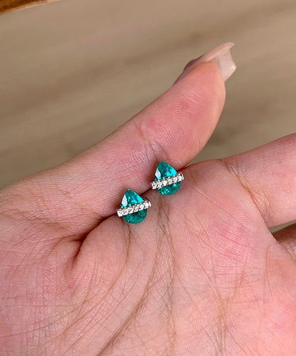 Pendientes de gota de agua de cristal de circonita de aleación blanca hechos a mano