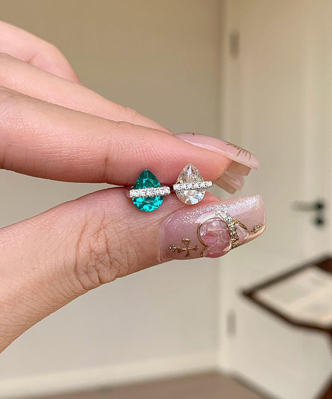 Pendientes de gota de agua de cristal de circonita de aleación blanca hechos a mano