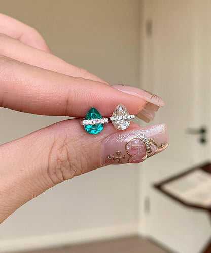 Pendientes de gota de agua de cristal de circonita de aleación blanca hechos a mano