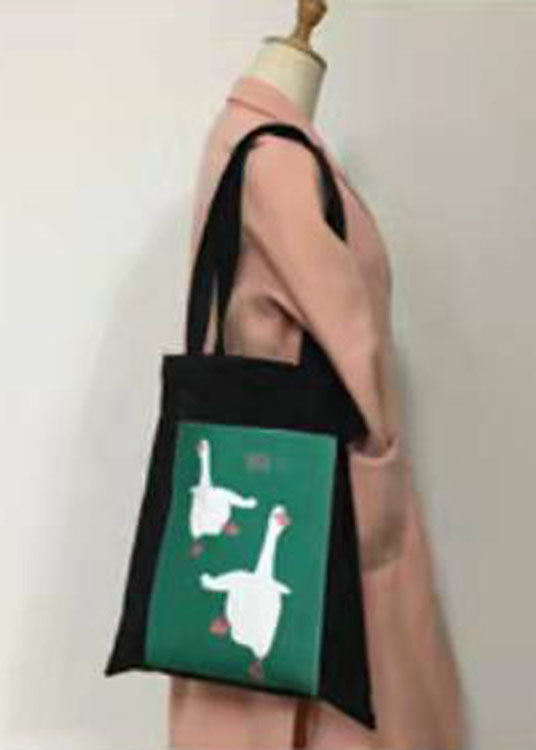 DIY weiße Tiermuster Print Canvas Satchel Handtasche