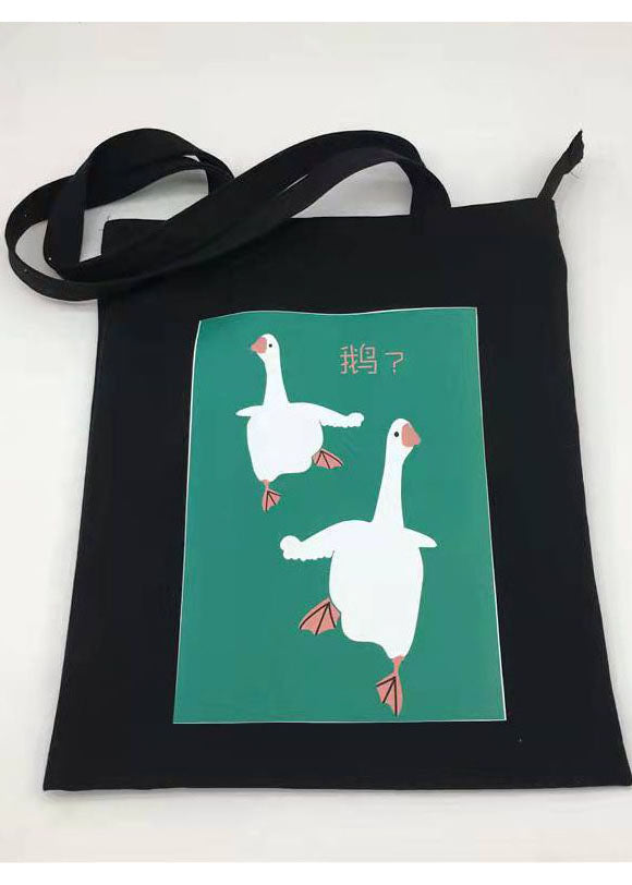 DIY weiße Tiermuster Print Canvas Satchel Handtasche