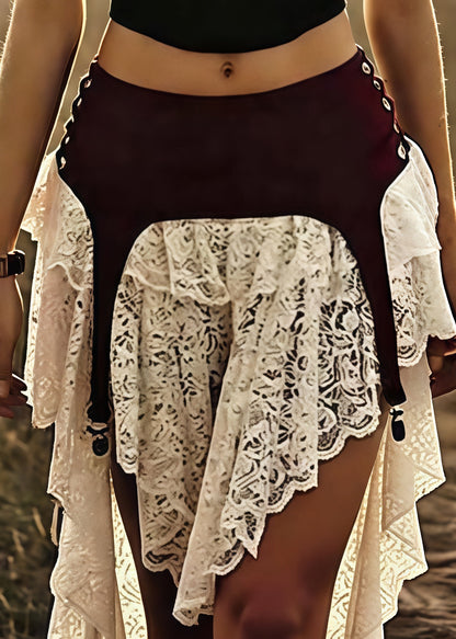 DIY White Asymmetrical Patchwork Lace Skirts Summer