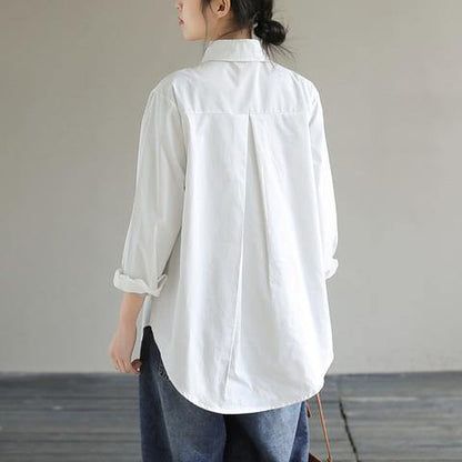 DIY White Clothes Lapel Patchwork Knit Fabric Knee Spring Top - SooLinen