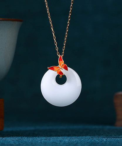 DIY Halskette mit Schmetterlingsanhänger aus weißem Kupfer und Jade-Emaille