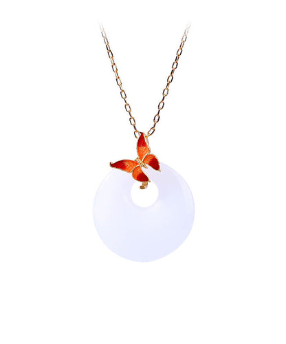 DIY Halskette mit Schmetterlingsanhänger aus weißem Kupfer und Jade-Emaille