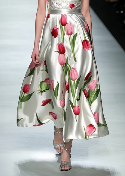 DIY White Floral Silk Cami Dress Summer