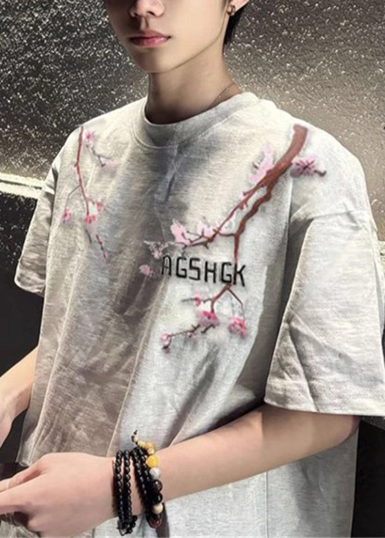 DIY White Oversized Print Cotton T Shirts Men Apparel Summer