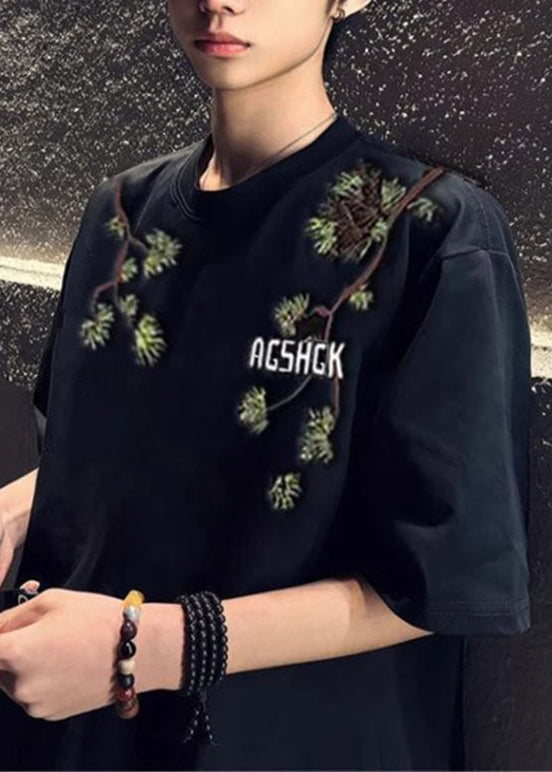 DIY White Oversized Print Cotton T Shirts Men Apparel Summer
