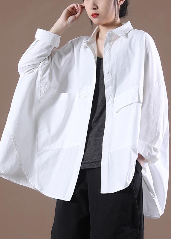 DIY White Spring Long Shirts Shirt Tops Long sleeve - SooLinen