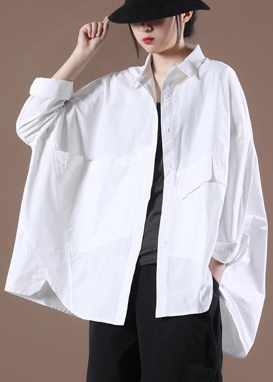DIY White Spring Long Shirts Shirt Tops Long sleeve - SooLinen