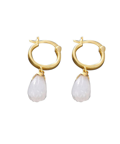 DIY Ohrringe aus weißem Sterlingsilber mit eingelegter Jade-Magnolienblüte