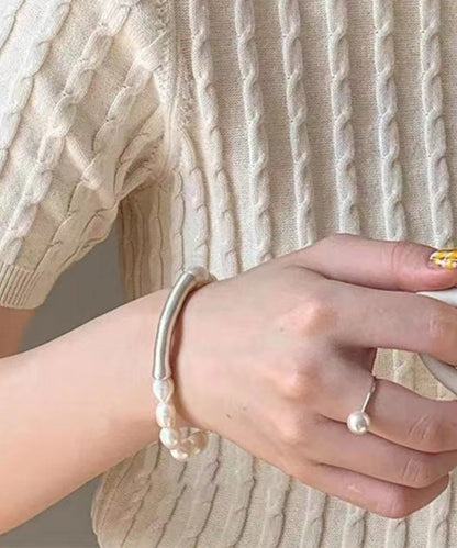 DIY Armband aus weißen Perlen aus Sterlingsilber