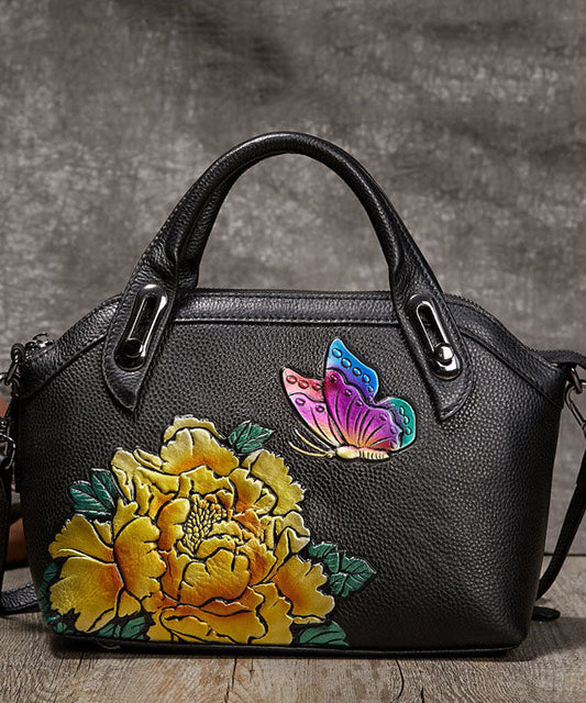 DIY Gelbe Prägemalereien Kalbsleder Tote Handtasche