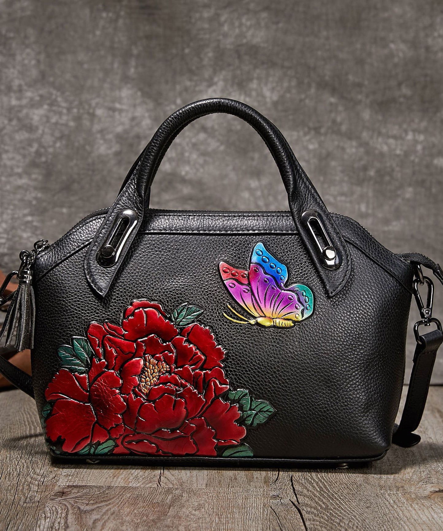 DIY Gelbe Prägemalereien Kalbsleder Tote Handtasche