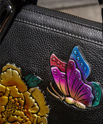 DIY Gelbe Prägemalereien Kalbsleder Tote Handtasche