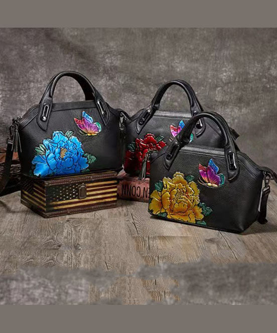 DIY Gelbe Prägemalereien Kalbsleder Tote Handtasche