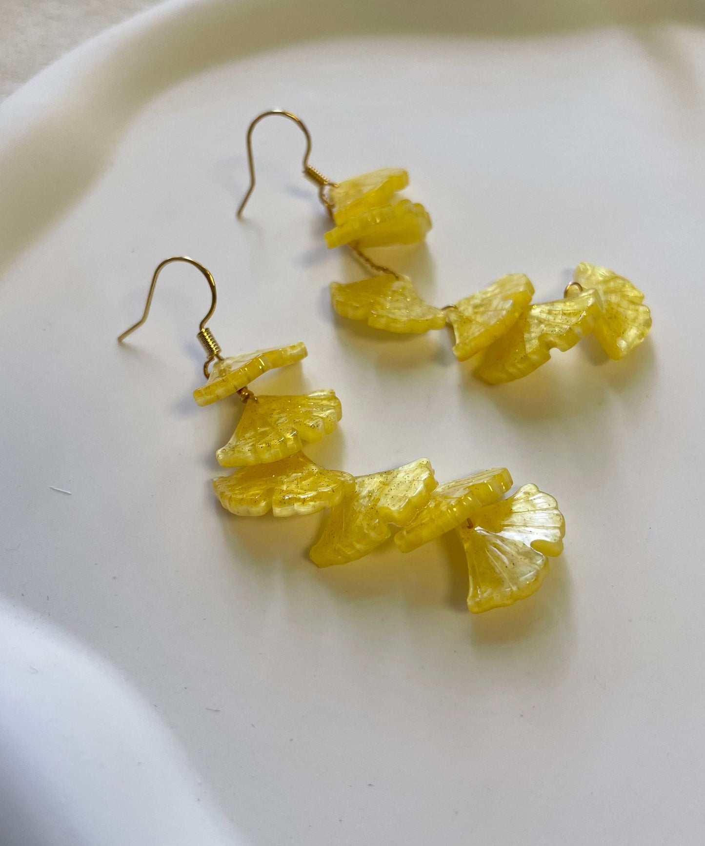 DIY Gelbe Overgild Quaste Ginkgo Blatt Tropfen Ohrringe
