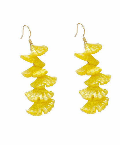 DIY Gelbe Overgild Quaste Ginkgo Blatt Tropfen Ohrringe
