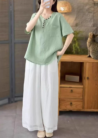 DIY Yellow Oversized With Pocket Cotton Blouse Tops Summer