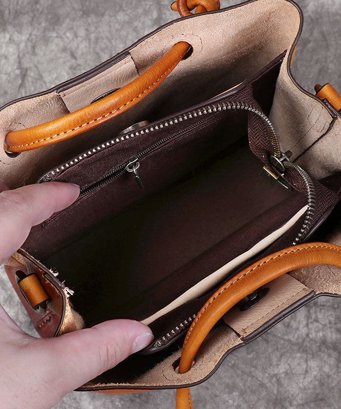 DIY Gelb Rub Farbe Paitings Kalbsleder Tote Handtasche