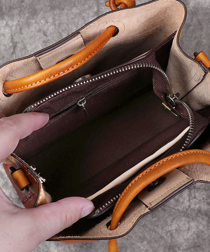 DIY Gelb Rub Farbe Paitings Kalbsleder Tote Handtasche