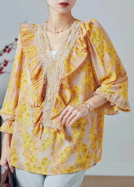 DIY Gelbes Chiffon-Top mit Rüschenmuster für den Sommer