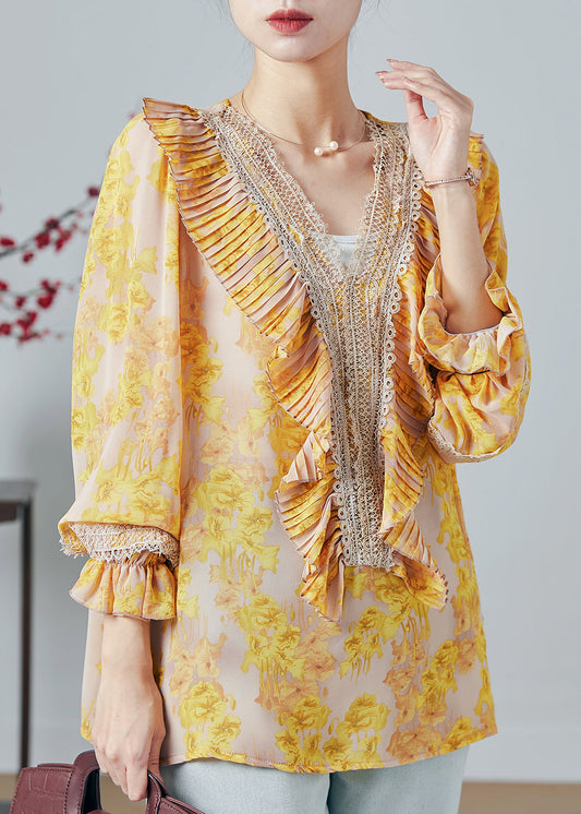 DIY Gelbes Chiffon-Top mit Rüschenmuster für den Sommer