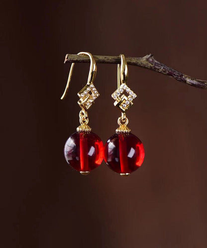 DIY Gelb Sterling Silber Zirkon Bienenwachs Bernstein Tropfen Ohrringe