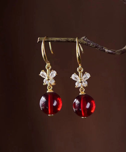 DIY Gelb Sterling Silber Zirkon Bienenwachs Bernstein Tropfen Ohrringe