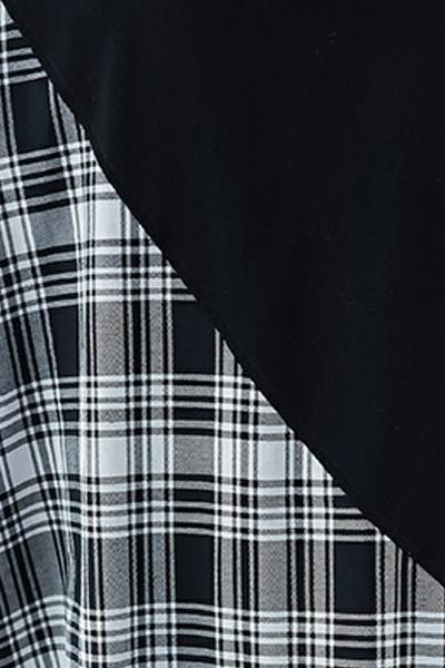 DIY schwarz karierte Baumwoll-Steppkleidung Damenarbeit O-Ausschnitt Patchwork lange Sommerkleider