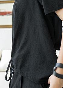 DIY black cotton clothes For Women false two pieces Traveling summer Dress - SooLinen