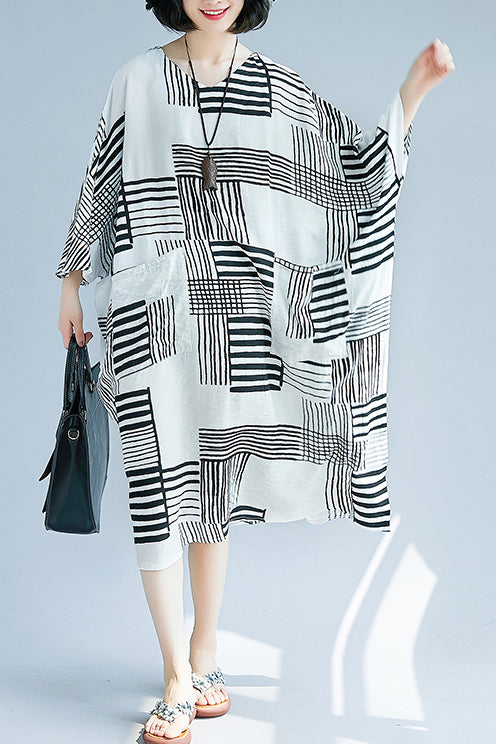 DIY schwarz baumwolle leinen kleidung Korea design o neck taschen Knie Sommer Kleider