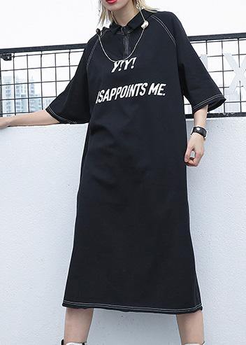 DIY black cotton zippered Maxi summer Dress - SooLinen