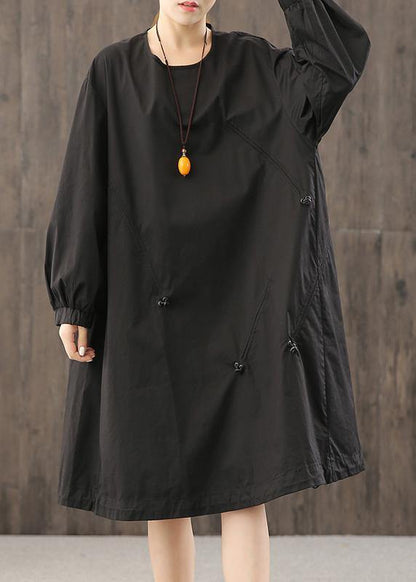 DIY black dresses o neck Cinched Dress - SooLinen