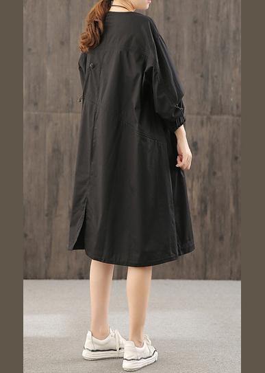 DIY black dresses o neck Cinched Dress - SooLinen