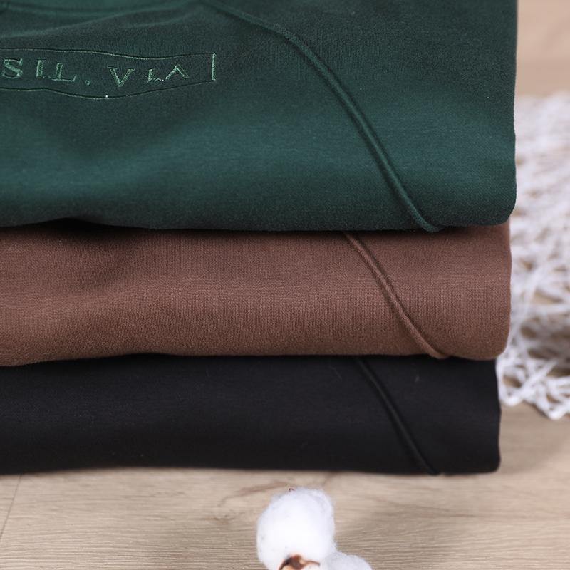 DIY blackish green clothes For Women o neck embroidery tunic spring tops - SooLinen