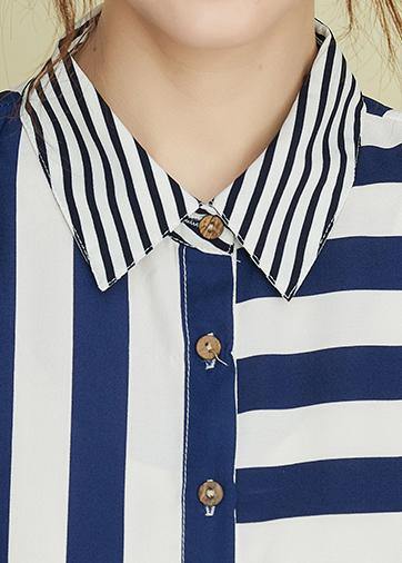 DIY blue striped Robes lapel sleeveless Kaftan summer Dress - SooLinen