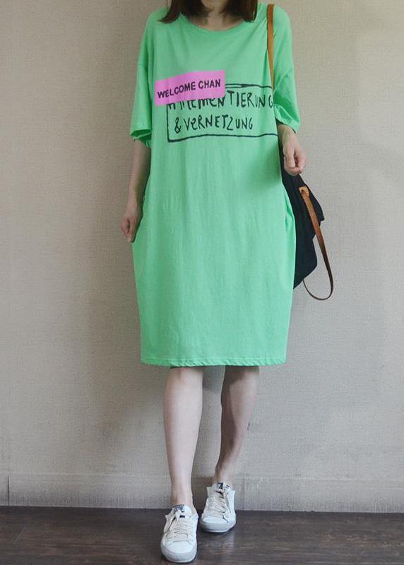 DIY cotton dresses Sweets Summer Loose Letter Casual Straight Dress - SooLinen