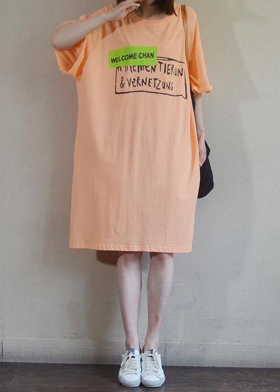 DIY cotton dresses Sweets Summer Loose Letter Casual Straight Dress - SooLinen