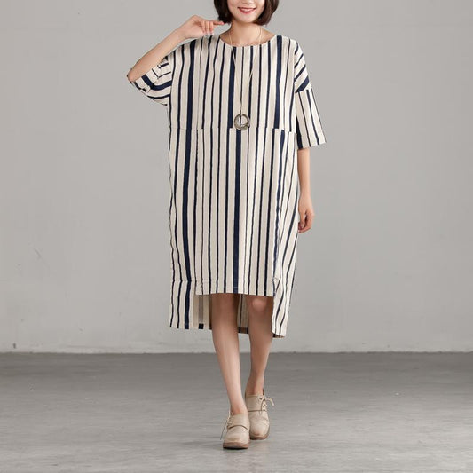 DIY Chiffon-Kleidung für Frauen 2024 Rundhals Chiffon Streifen lose Kleid