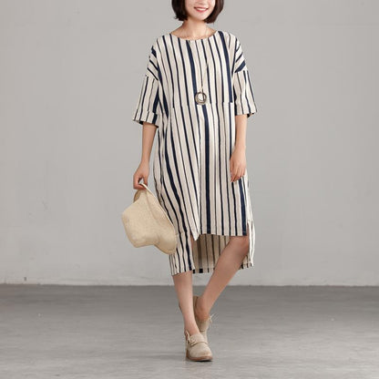 DIY Chiffon-Kleidung für Frauen 2024 Rundhals Chiffon Streifen lose Kleid
