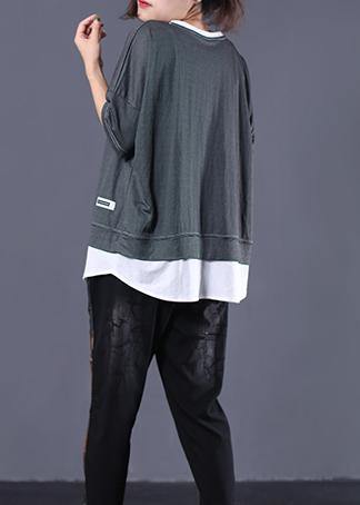 DIY false two pieces cotton clothes Tutorials black striped tops summer - SooLinen