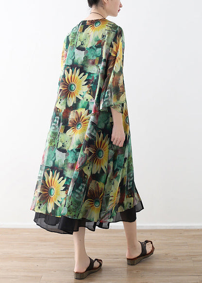 DIY grün drucke chiffon oberbekleidung Frauen Form strickjacke sommer